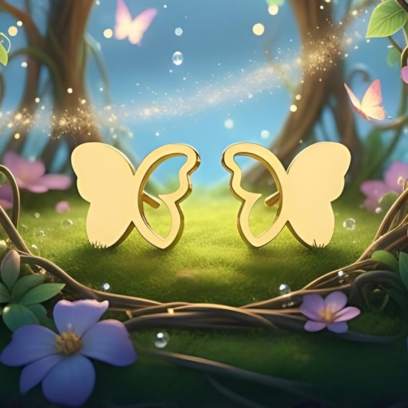 πWhimsical Butterfly Stud Earrings Fairy 18K Gold Plated Stainless Steel β¨π¦ - Picture 8 of 14